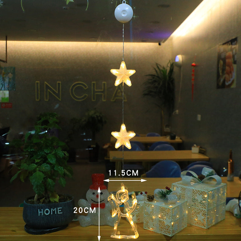 Christmas 3pcs LED Light Star Xmas Tree Hanging Window Ornaments