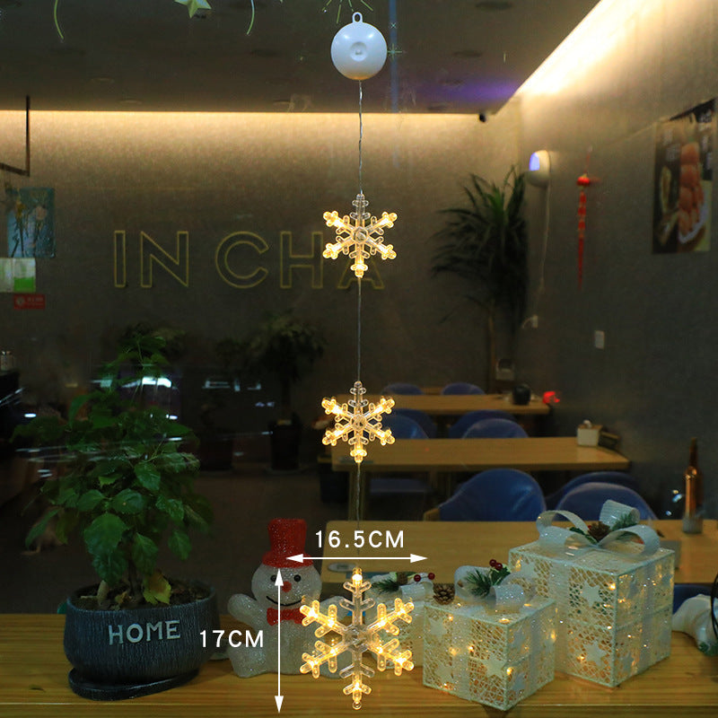 Christmas 3pcs LED Light Star Xmas Tree Hanging Window Ornaments