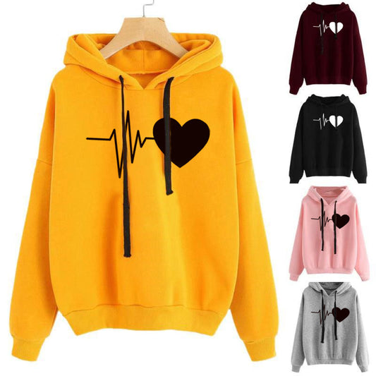 Women's Heart Print Streetwear Hoodies