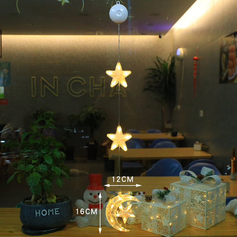 Christmas 3pcs LED Light Star Xmas Tree Hanging Window Ornaments