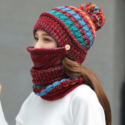 Winter Knitted Hat with Face Shield