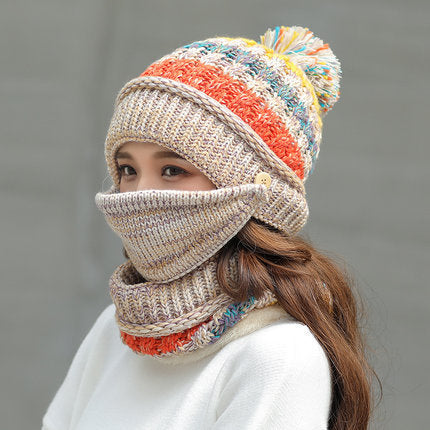 Winter Knitted Hat with Face Shield