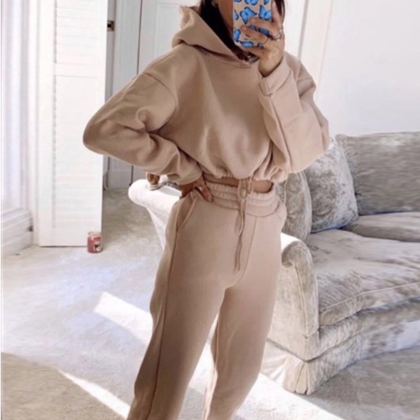 Women's 2 Piece Sexy Long Sleeve Hoodie Sweatsuit