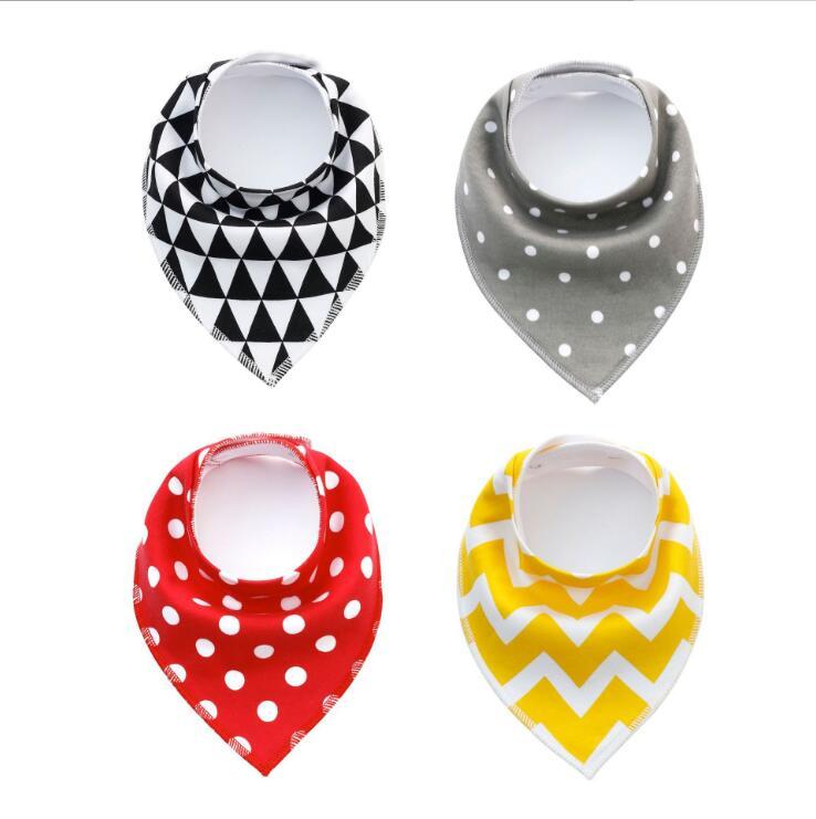 4pcs Burp Cloth Print Arrow Wave Triangle Baby Bibs Cotton Bandana