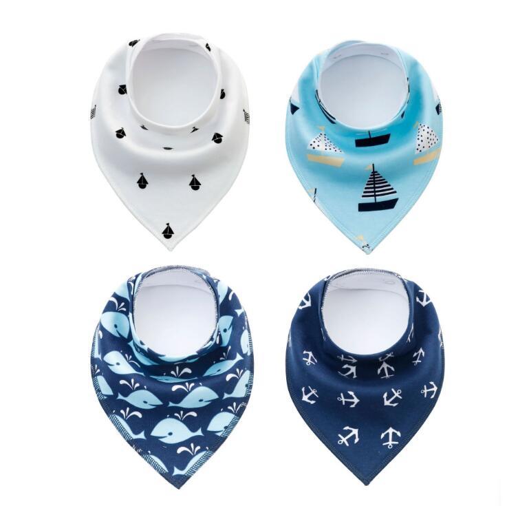 4pcs Burp Cloth Print Arrow Wave Triangle Baby Bibs Cotton Bandana