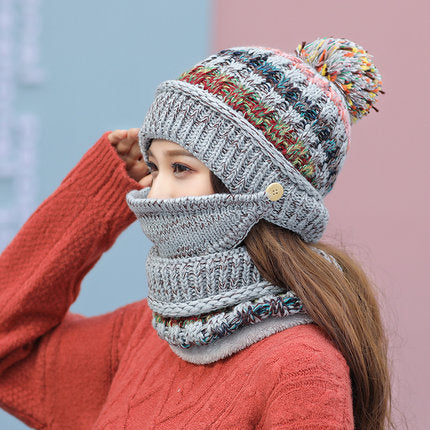 Winter Knitted Hat with Face Shield