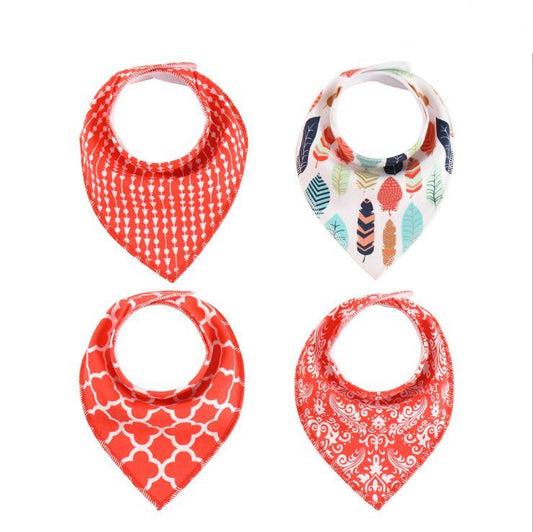 4pcs Burp Cloth Print Arrow Wave Triangle Baby Bibs Cotton Bandana