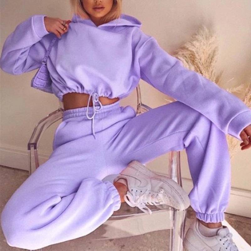 Women's 2 Piece Sexy Long Sleeve Hoodie Sweatsuit