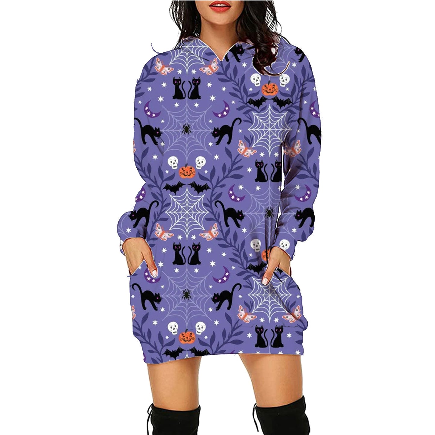 Halloween Long Hoodie With Pockets