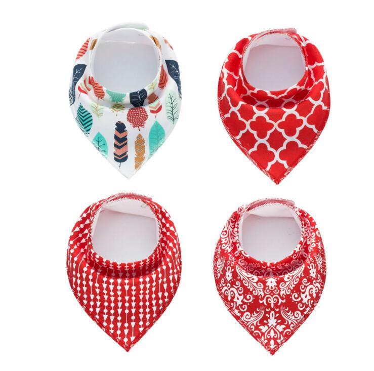 4pcs Burp Cloth Print Arrow Wave Triangle Baby Bibs Cotton Bandana