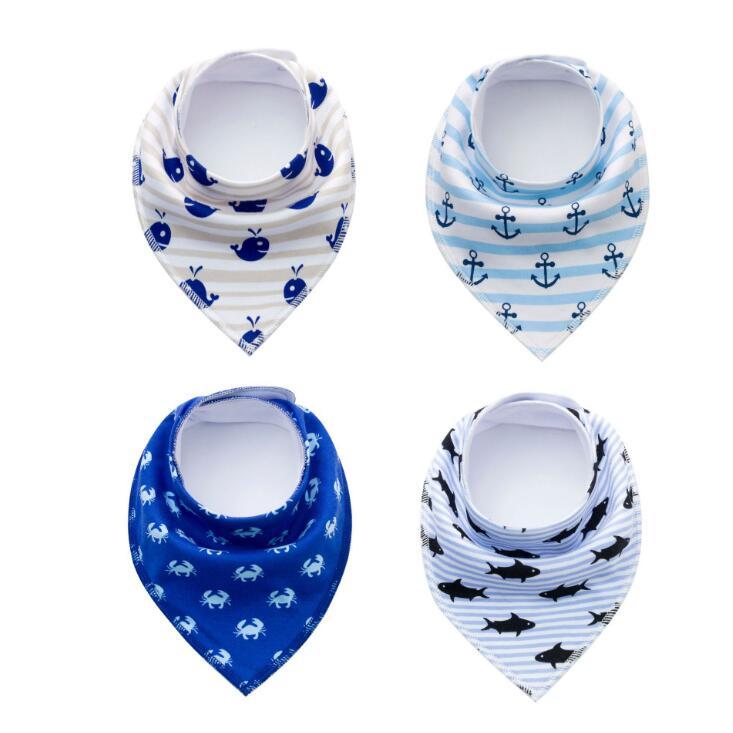 4pcs Burp Cloth Print Arrow Wave Triangle Baby Bibs Cotton Bandana