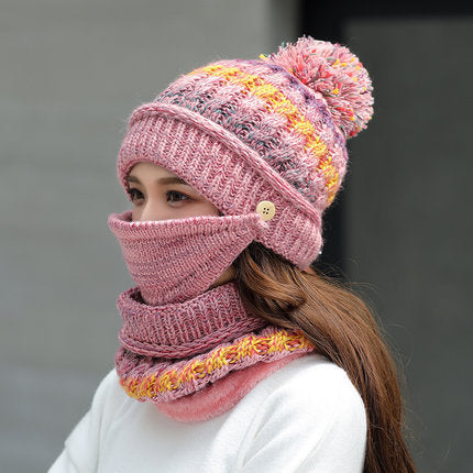 Winter Knitted Hat with Face Shield