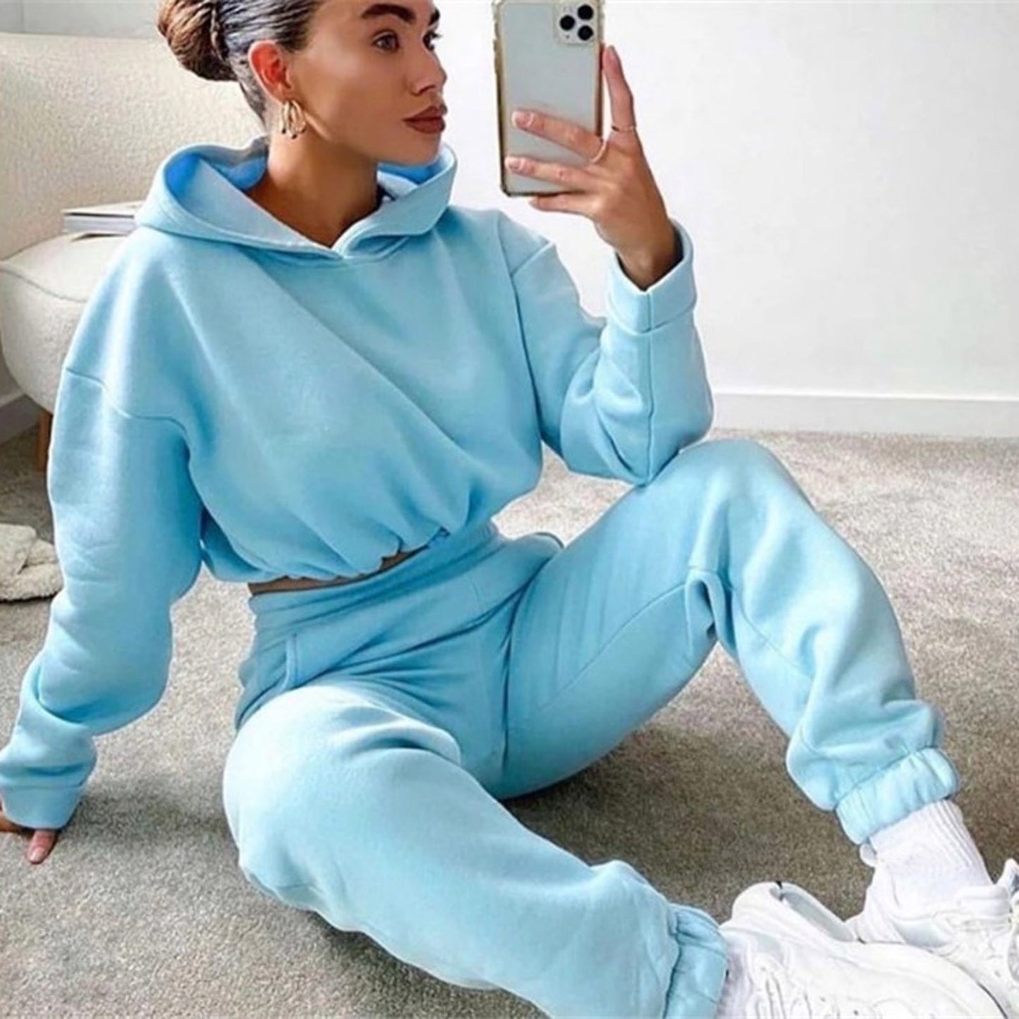 Women's 2 Piece Sexy Long Sleeve Hoodie Sweatsuit