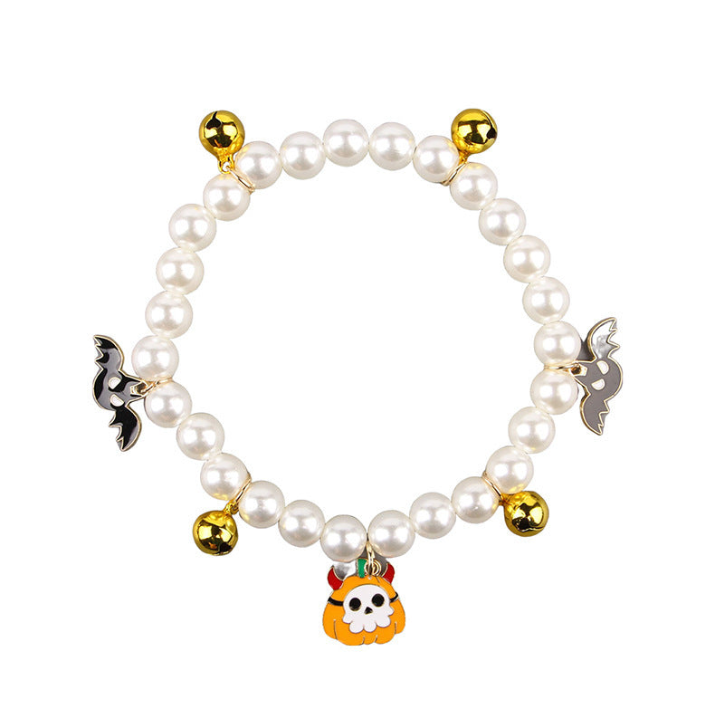 Pet Pearl Necklace Halloween Cat Collar