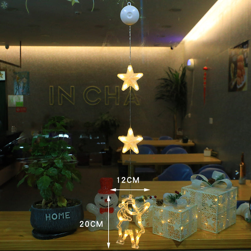 Christmas 3pcs LED Light Star Xmas Tree Hanging Window Ornaments