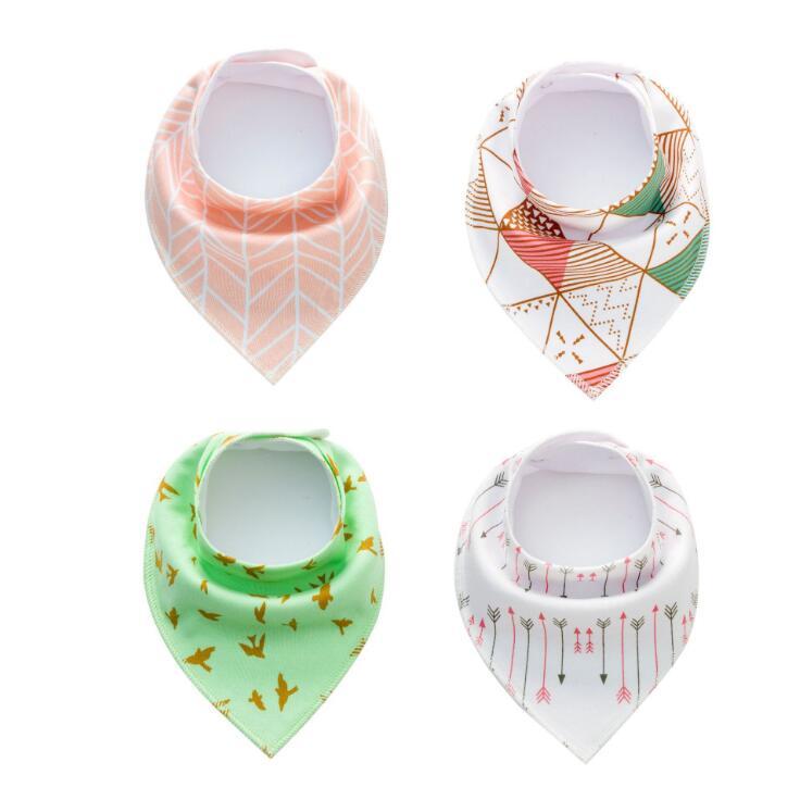 4pcs Burp Cloth Print Arrow Wave Triangle Baby Bibs Cotton Bandana