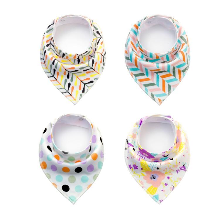 4pcs Burp Cloth Print Arrow Wave Triangle Baby Bibs Cotton Bandana