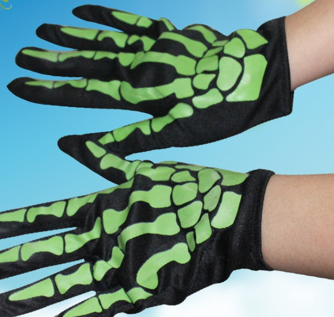 Scary Bones Skull Cloth Ghost Gloves Glow in the Dark