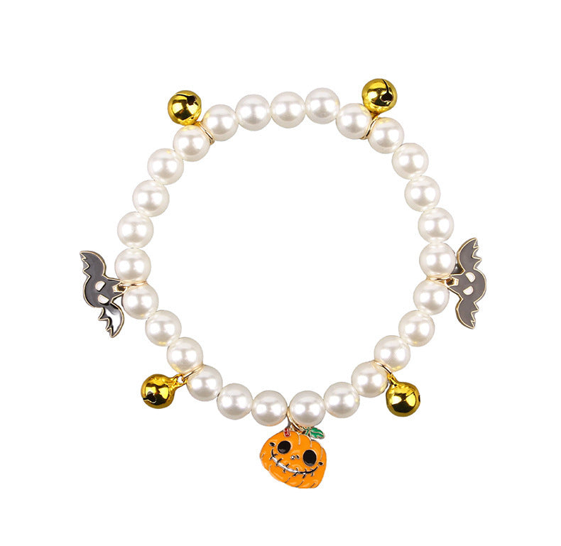 Pet Pearl Necklace Halloween Cat Collar