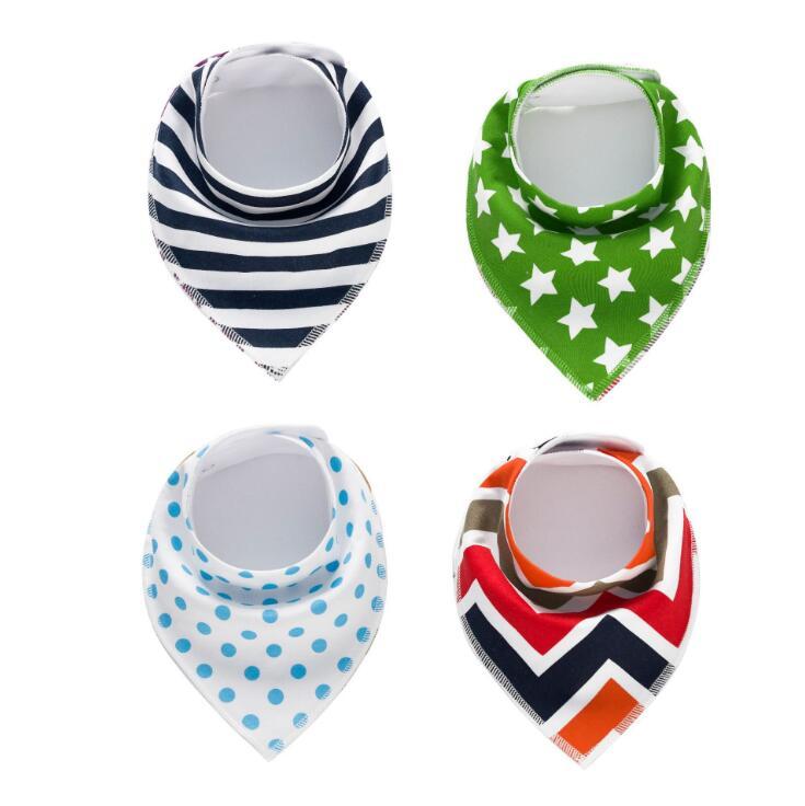 4pcs Burp Cloth Print Arrow Wave Triangle Baby Bibs Cotton Bandana