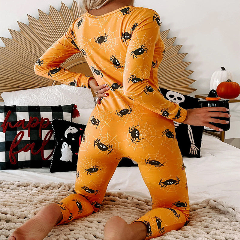 Women's Halloween Jumpsuit Long Sleeve Pajamas