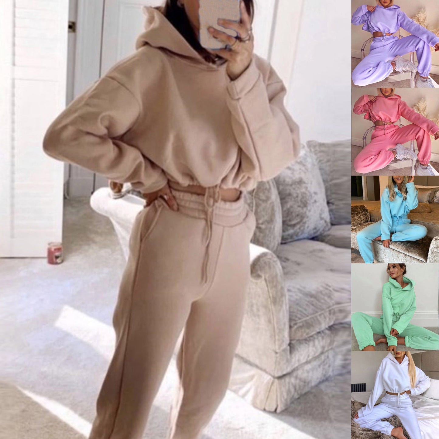 Women's 2 Piece Sexy Long Sleeve Hoodie Sweatsuit