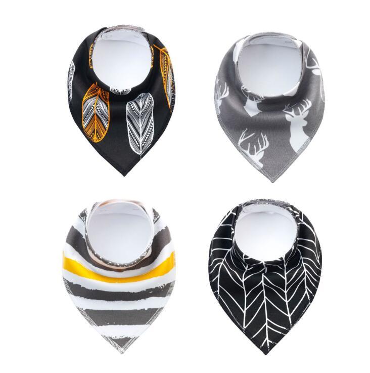 4pcs Burp Cloth Print Arrow Wave Triangle Baby Bibs Cotton Bandana