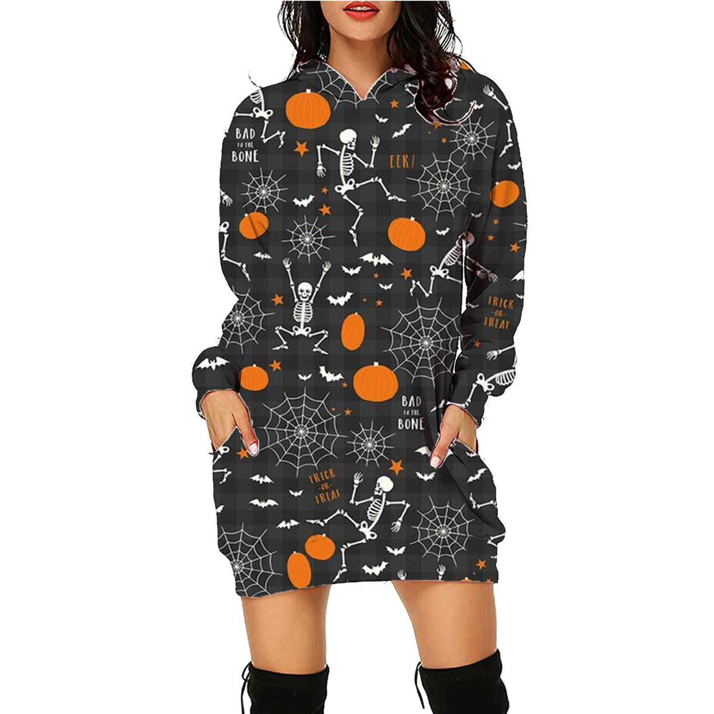 Halloween Long Hoodie With Pockets