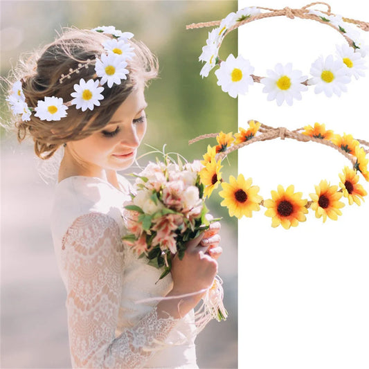 Fall Boho Sunflower Crown Daisy Hair Wreath