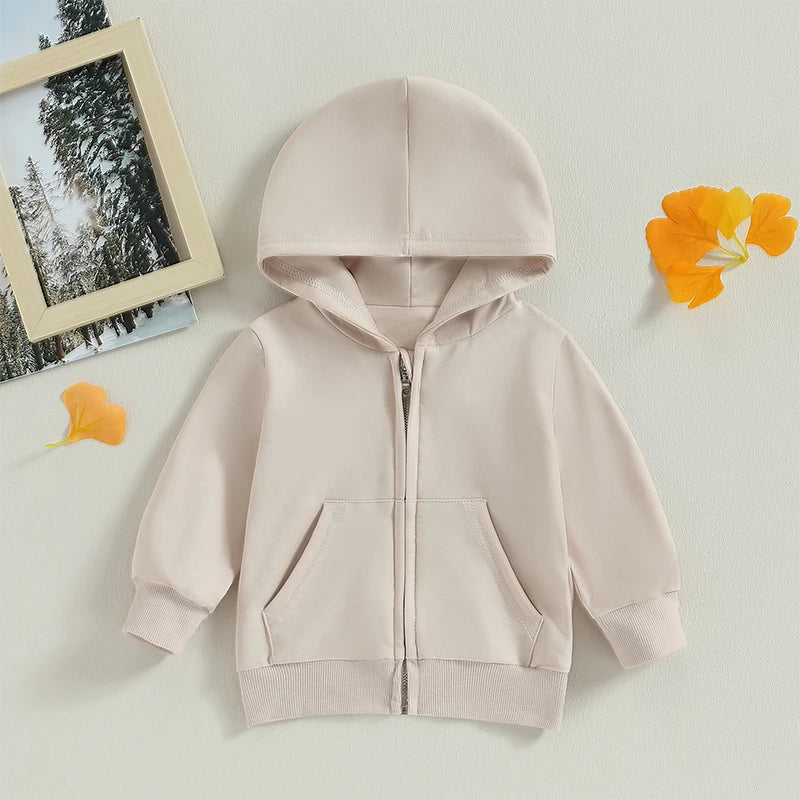 Toddler Boys & Girls Hoodie Zip Up Hooded Long Sleeve Kids Coat