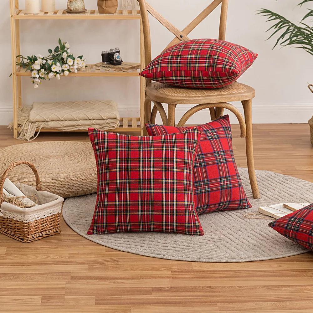 Fall Decor Plaid Throw Pillow Covers