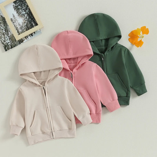 Toddler Boys & Girls Hoodie Zip Up Hooded Long Sleeve Kids Coat