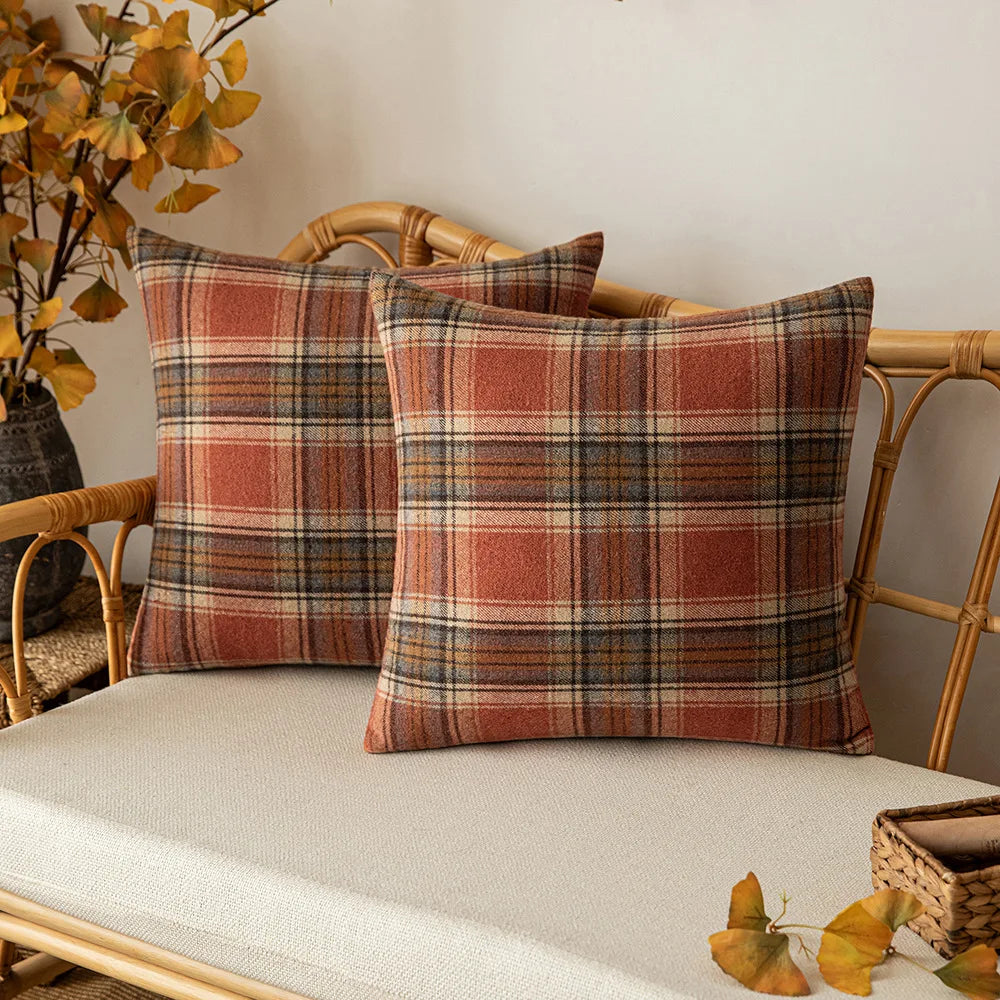 Fall Decor Plaid Throw Pillow Covers