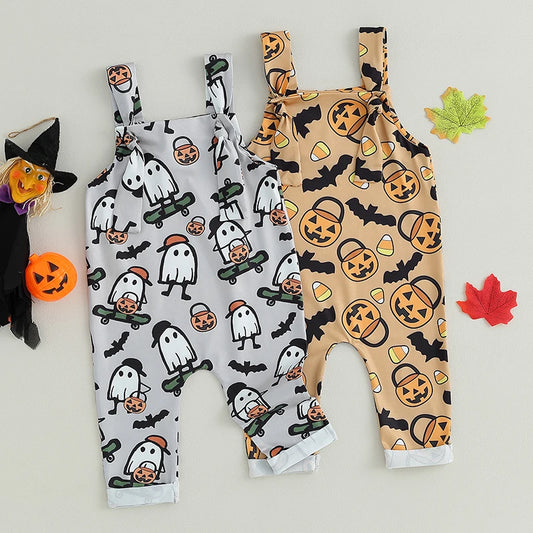 Baby Boy or Baby Girl Halloween Romper Overalls Sleeveless Cartoon