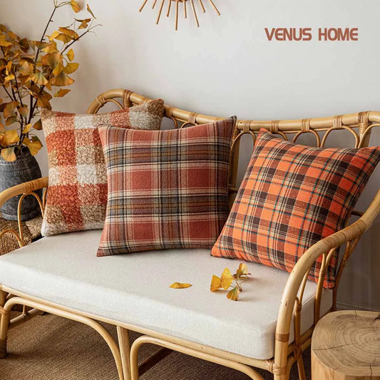 Fall Decor Plaid Throw Pillow Covers