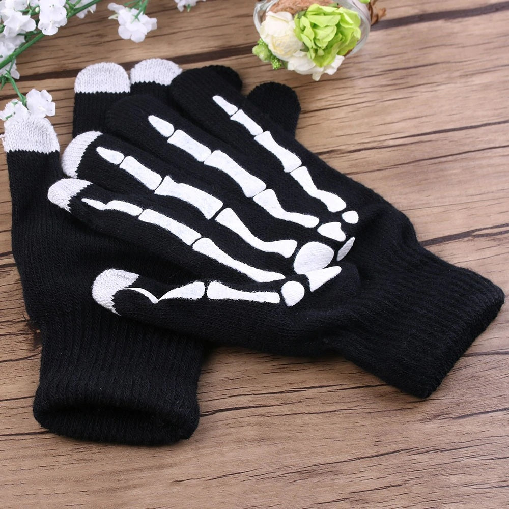 Scary Bones Skull Cloth Ghost Gloves Glow in the Dark