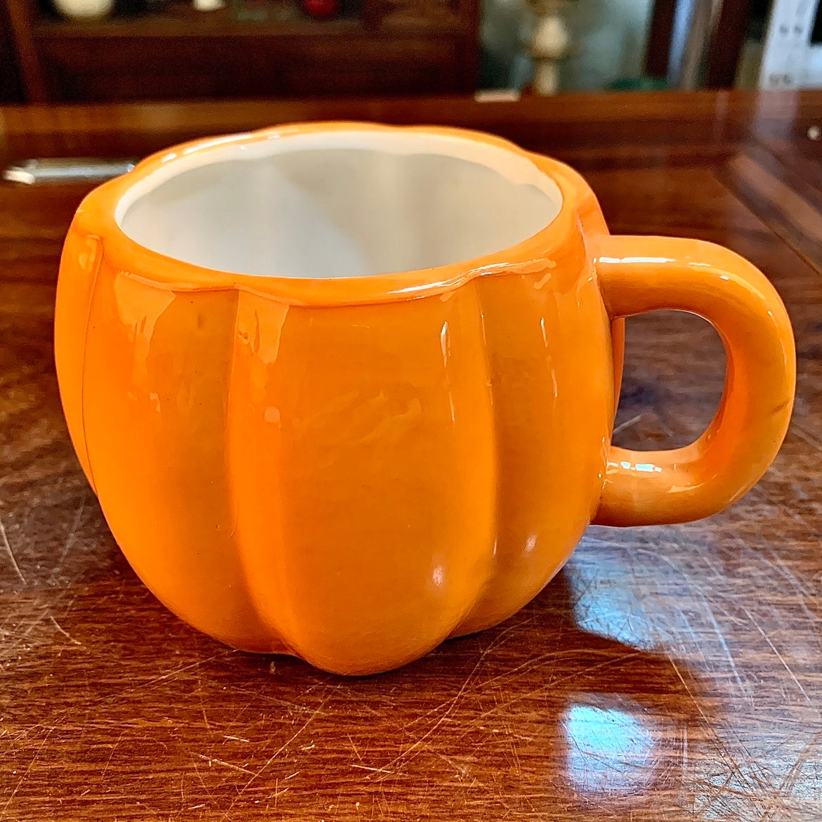 Ceramic Halloween Pumpkin Mug and Grave Digger Spoon