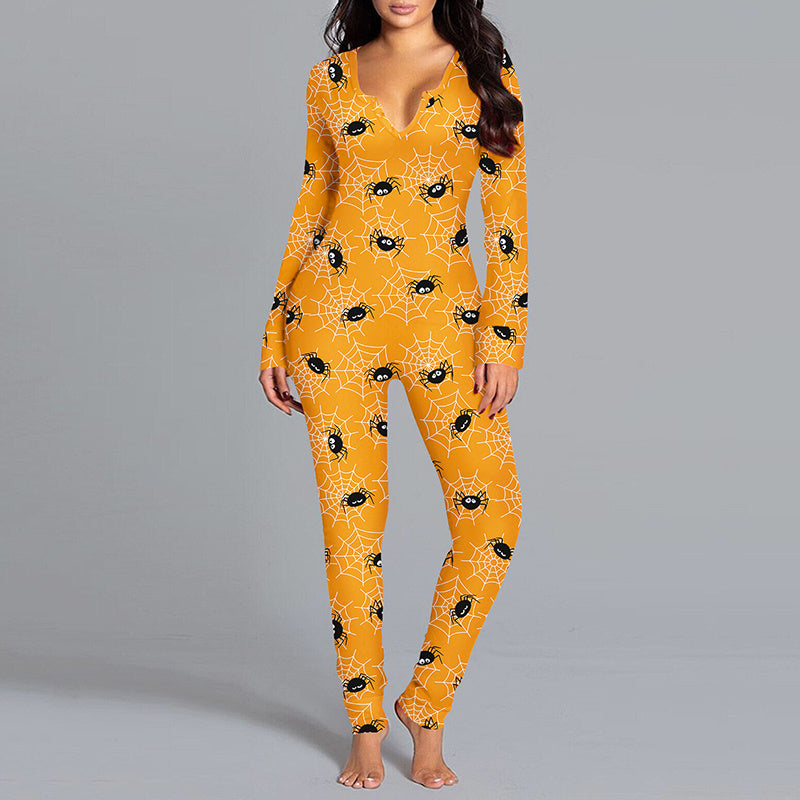 Women's Halloween Jumpsuit Long Sleeve Pajamas