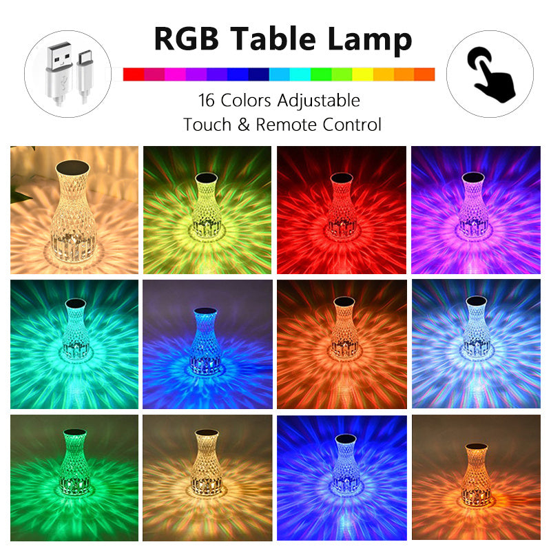 Vase Atmosphere Crystal Lamp with LED Lights