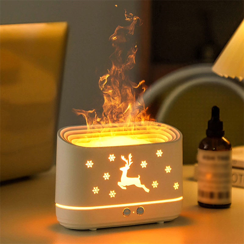 Elk Flame Humidifier Diffuser Christmas Atmosphere Lamp