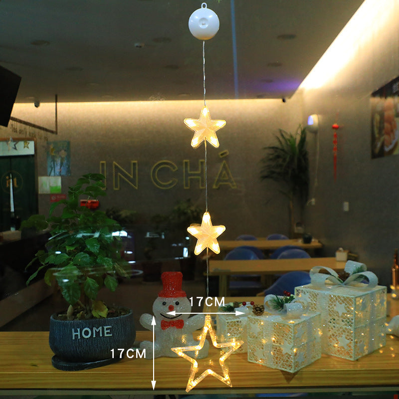 Christmas 3pcs LED Light Star Xmas Tree Hanging Window Ornaments